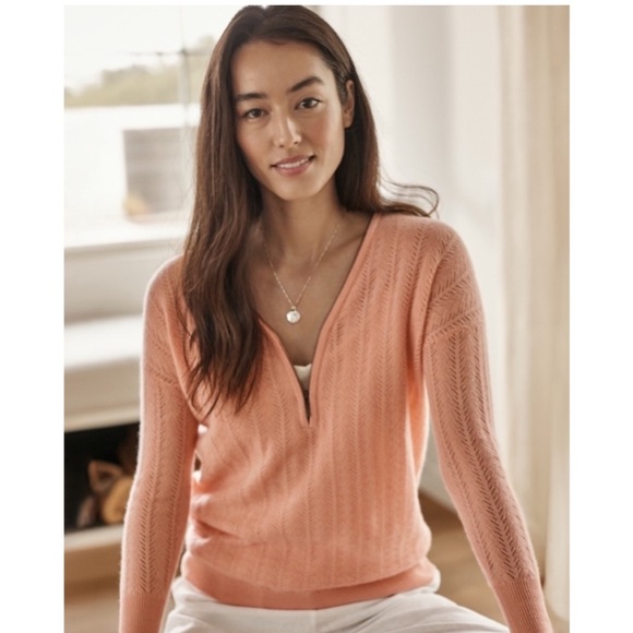 GARNET HILL Gemma Zip-Detail Cashmere Sweater XS Beige Colour - Picture 3 of 16